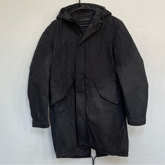 AllSaints Den parka jacket in black size XS - Picture 1 of 10